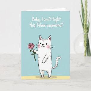 Funny Feline Rose Love Confession Card