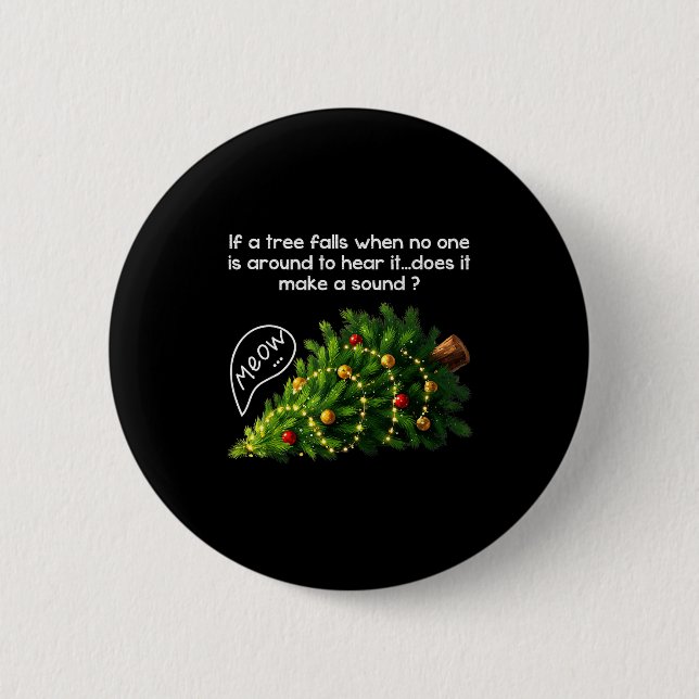 Funny Felines Pushing Christmas Tree Ugly Xmas Paj 6 Cm Round Badge (Front)