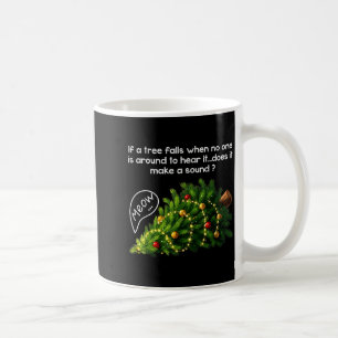 Funny Felines Pushing Christmas Tree Ugly Xmas Paj Coffee Mug