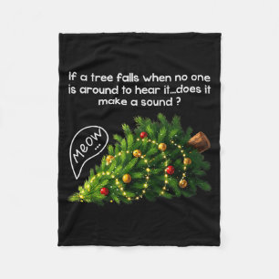 Funny Felines Pushing Christmas Tree Ugly Xmas Paj Fleece Blanket