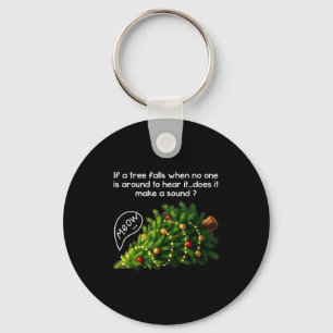 Funny Felines Pushing Christmas Tree Ugly Xmas Paj Key Ring
