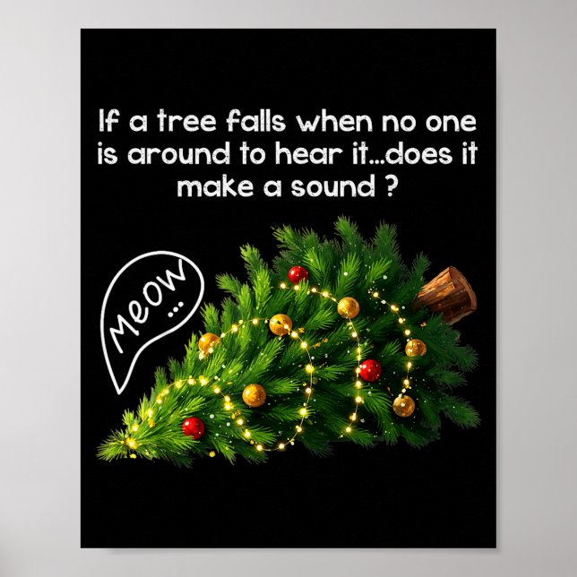 Funny Felines Pushing Christmas Tree Ugly Xmas Paj Poster (Front)
