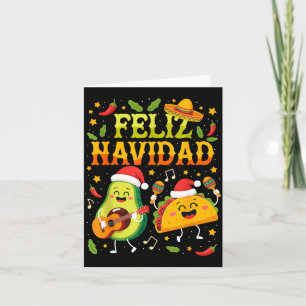 Funny Feliz Navidad Avocado Tacos Mexican Christma Card