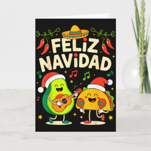 Funny Feliz Navidad Avocado Tacos Mexican Christma Card