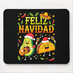 Funny Feliz Navidad Avocado Tacos Mexican Christma Mouse Pad