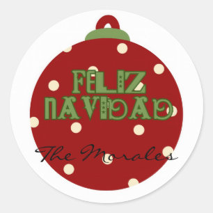 Funny feliz navidad classic round sticker