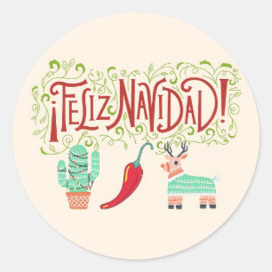 Funny feliz navidad classic round sticker