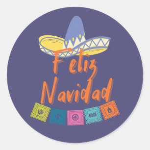 Funny feliz navidad classic round sticker