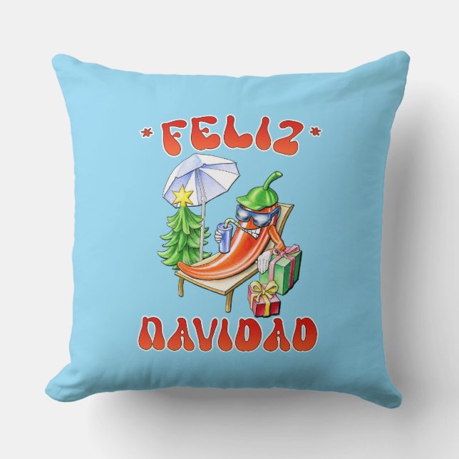Funny Feliz Navidad Cute Christmas Chilli Cushion (Front)