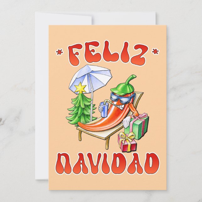 Funny Feliz Navidad Cute Christmas Chilli Invitation (Front)