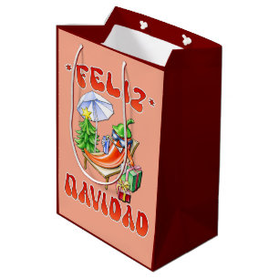 Funny Feliz Navidad Cute Christmas Chilli Medium Gift Bag
