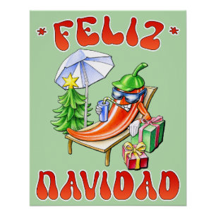 Funny Feliz Navidad Cute Christmas Chilli Poster