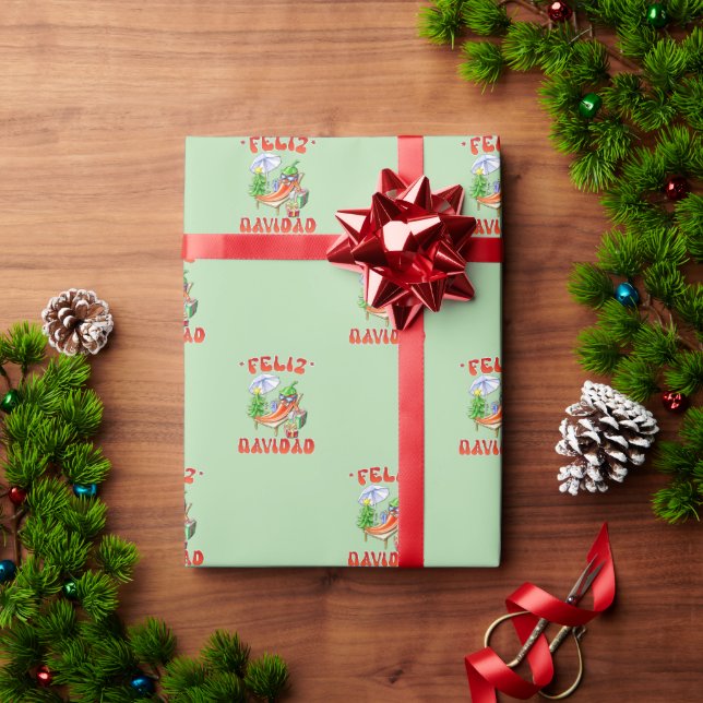 Funny Feliz Navidad Cute Christmas Chilli Wrapping Paper (Holiday Gift)