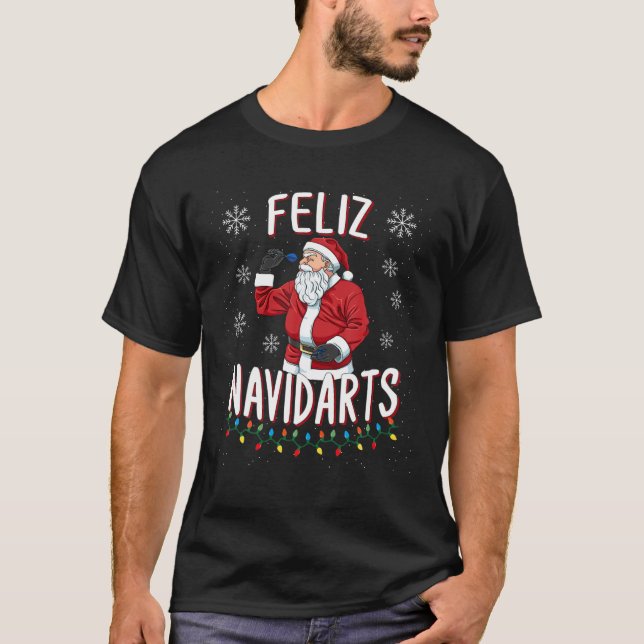 Funny Feliz Navidarts Dart Word Game Christmas Gif T-Shirt (Front)