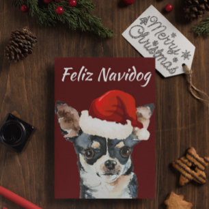 Funny Feliz Navidog Chihuahua Holiday Postcard