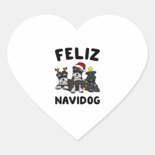 Funny Feliz Navidog Miniature Schnauzer dog lover Heart Sticker