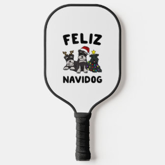 Funny Feliz Navidog Miniature Schnauzer dog lover  Pickleball Paddle