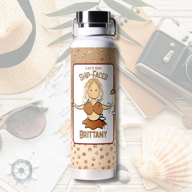 Funny Female Cartoon Bikini Sparkle Glitter Party Water Bottle (Creator Uploaded)