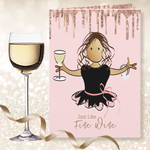 Funny Female Cartoon Fine Wine for Her Birthday Card