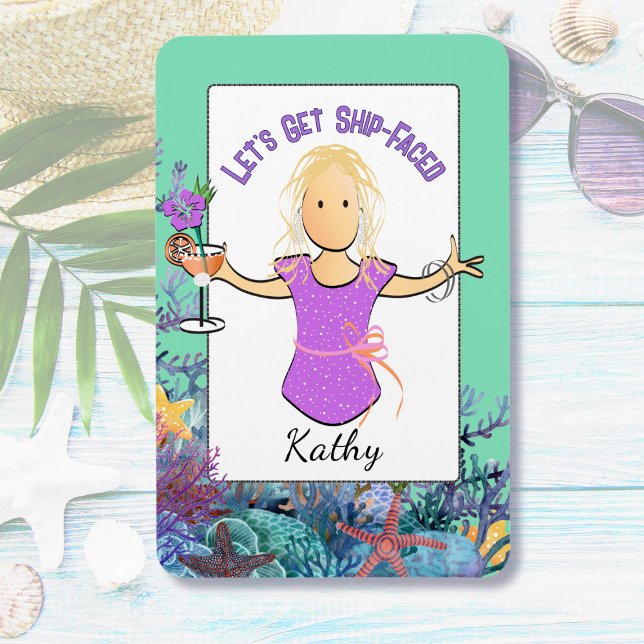 Funny Female Cartoon Tropical Vacation Cruise Magnet (Creator Uploaded)