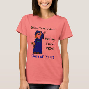 Funny Female Graduate giving "V" sign T-shirt
