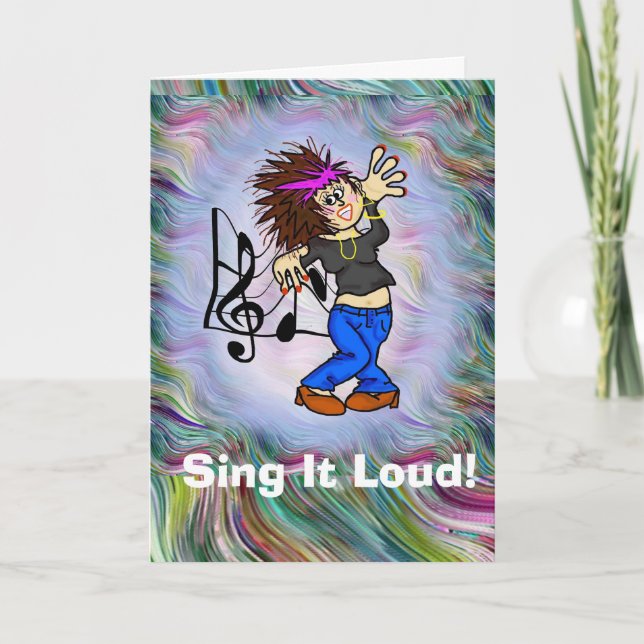 Funny Female Rock Singer Birthday Card (Front)