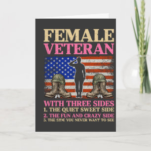 Funny Female Veteran Military Woman American Flag Card