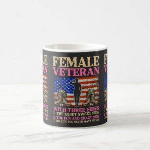 Funny Female Veteran Military Woman American Flag Coffee Mug