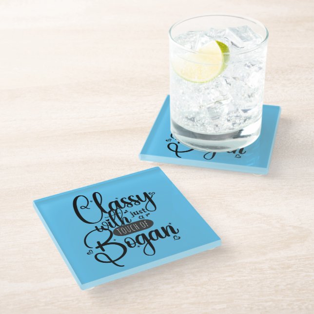 Funny, feminine, Aussie women, classy bogan Glass Coaster (Angled)