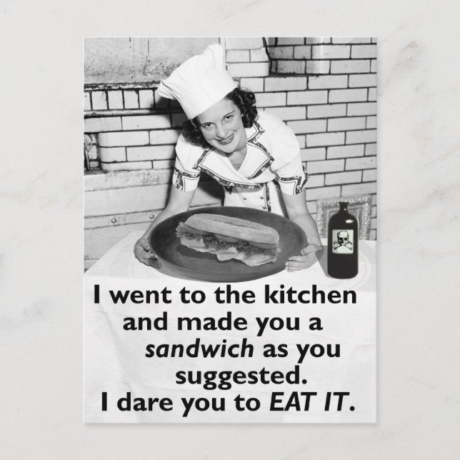Funny Feminist Make Me a Sandwich Postcard (Front)