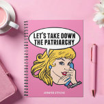 Funny Feminist Pop Art Anti Patriarchy Custom Pink Notebook<br><div class="desc">Let's Take Down the Patriarchy notebook. Cute custom retro pop art feminism gift with a monogram for a strong pro choice woman voting for female leadership in our country. Stand up for women's rights and female empowerment with this cool political humour cartoon that features a pretty blonde leader planning a...</div>