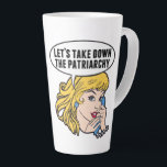 Funny Feminist Pop Art Anti Patriarchy Retro Women Latte Mug<br><div class="desc">Let's Take Down the Patriarchy gift. Cute retro pop art feminism design for a strong pro choice woman voting for female leadership in our country. Stand up for women's rights and female empowerment with this cool political humour cartoon that features a pretty blonde leader planning a women's march on a...</div>