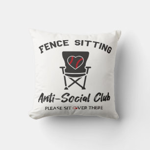 Funny Fence Sitting Anti Social Club Baseball Soft Cushion