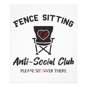 Funny Fence Sitting Anti Social Club Baseball Soft Photo Print