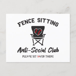 Funny Fence Sitting Anti Social Club Baseball Soft Postcard