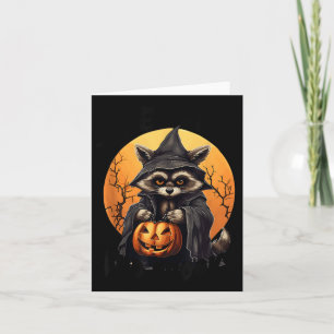 Funny Feral And Spooky Cute Racoon Halloween For  Card