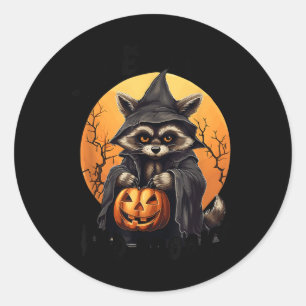 Funny Feral And Spooky Cute Racoon Halloween For Classic Round Sticker