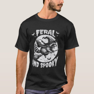 Funny Feral and Spooky Cute Racoon Halloween For T-Shirt