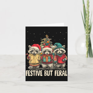 Funny Feral But Festive Christmas Raccoons Xmas Ho Card
