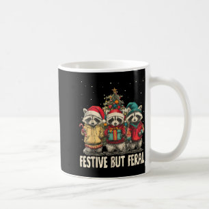 Funny Feral But Festive Christmas Raccoons Xmas Ho Coffee Mug