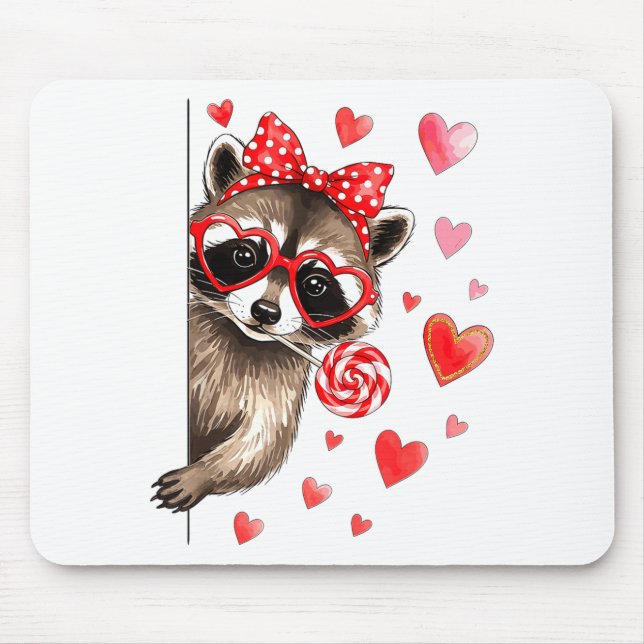 Funny Feral Raccoon Valentine's Day Sarcastic Humo Mouse Pad (Front)