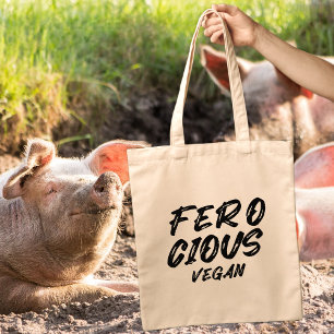 Funny Ferocious Vegan, Minimalist    Tote Bag