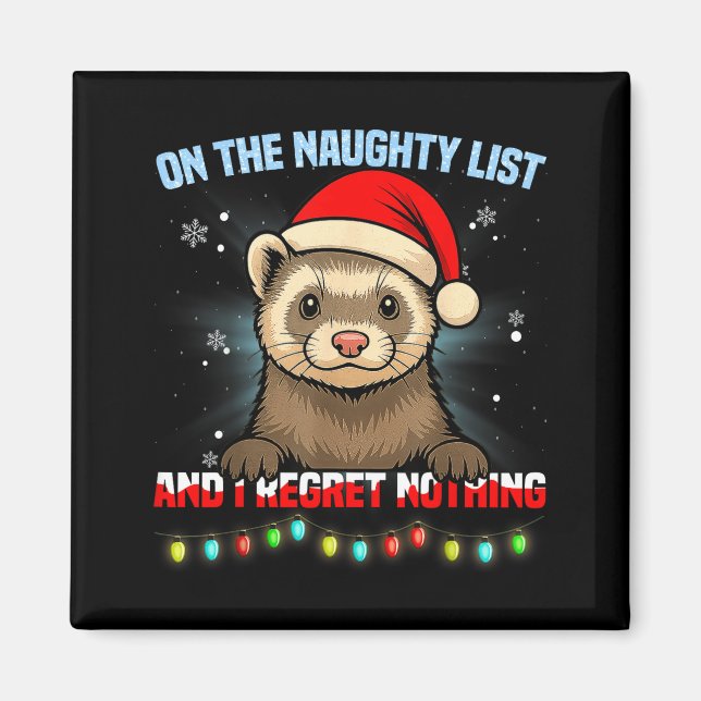 Funny Ferret Christmas Santa Hat Xmas Men Women Ki Magnet (Front)