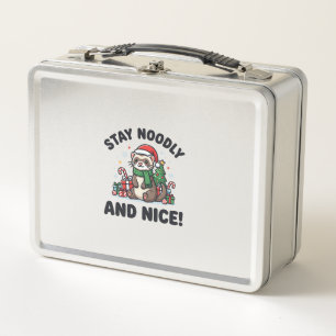 Funny Ferret Christmas Stay Noodly And Nice Metal Lunch Box