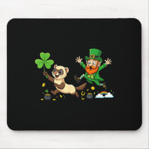 Funny ferret clover st patricks day womens mens mouse pad