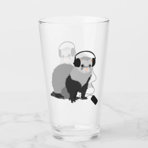 Funny Ferret Music Lover Glass