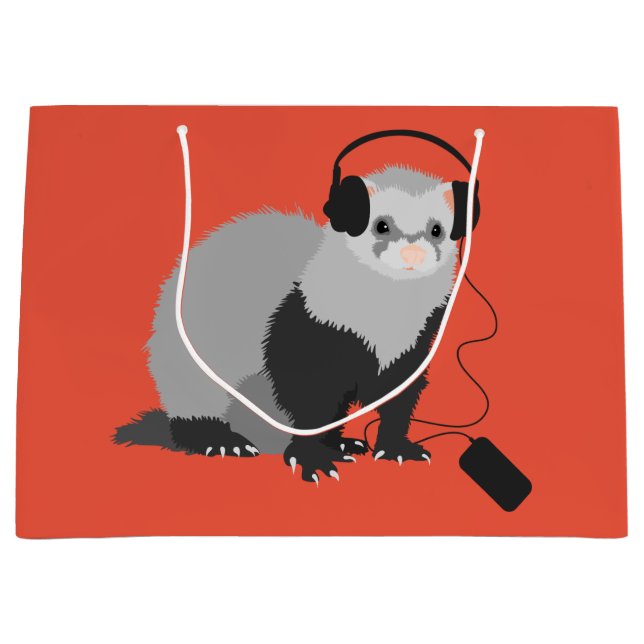 Funny Ferret Music Lover Large Gift Bag (Front)
