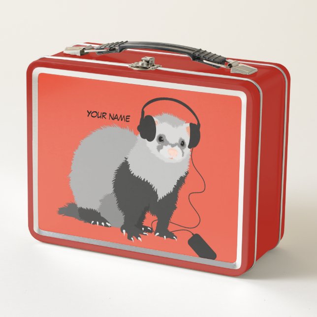 Funny Ferret Music Lover Name Metal Lunch Box (Front)