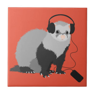 Funny Ferret Music Lover Tile