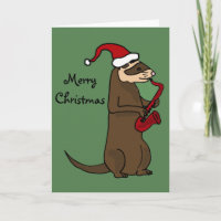 Funny Ferret Playing Saxophone Christmas Art